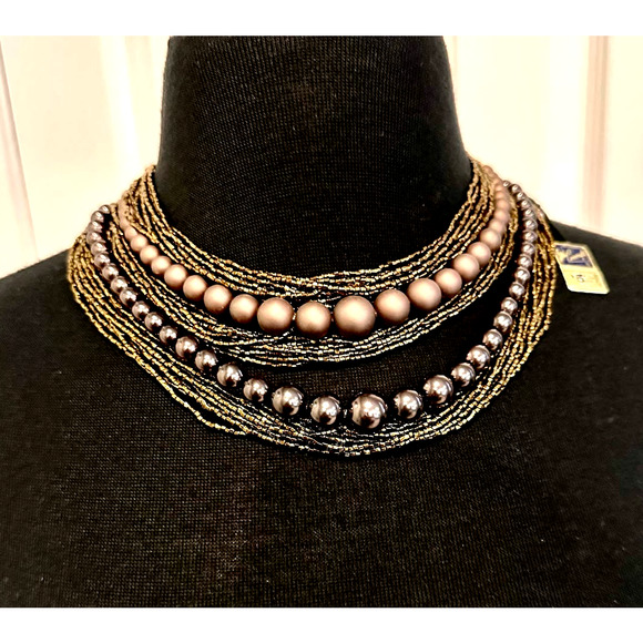 Coro Vintage Multi-Strand Beaded Necklace With Original Tag - Picture 1 of 8